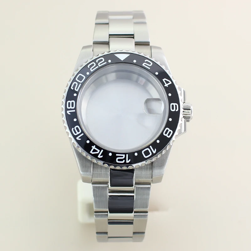 40mm 200m Waterproof Watch Case Sliding Buckle Bracelet Sapphire crystal For NH35 NH36 NH34/38 Miyota8215 Eta2824 GMT style Case