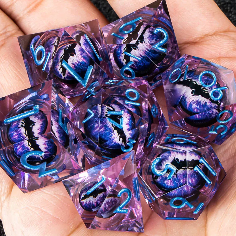 

D&D Dice Set DND for Dungeon and Dragon, Sharp Edge Resin Liquid Core Dice, Role Playing RPG D and D Dice D20 D12 D10 D8 D6 D4