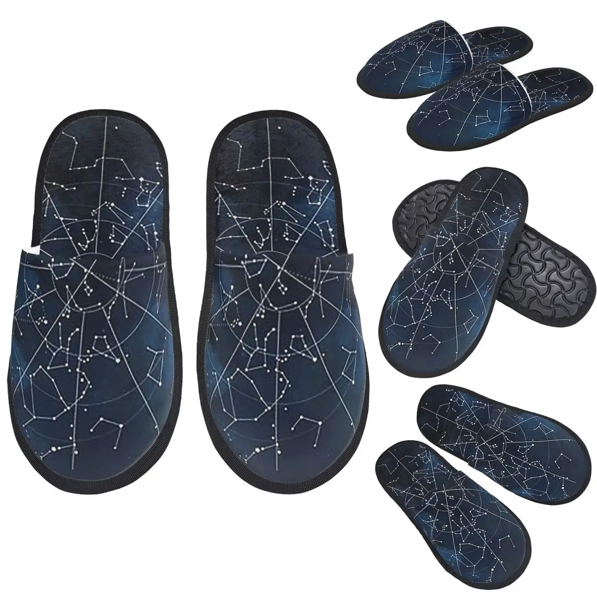 

Custom Zodiac Constellations Space Slippers Memory Foam Warm Soft Women House Slipper Indoor Fluffy Shoes