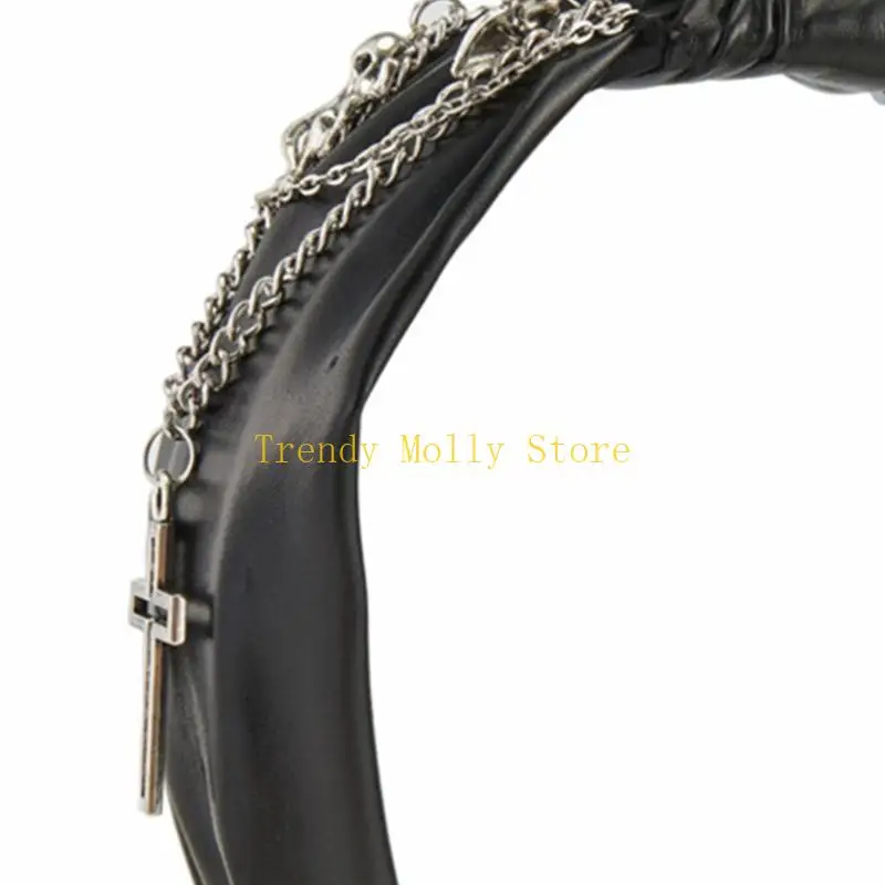 

N5KB Headband For Women Pu Leather Headband Spiked Headband Gothic Tiaras