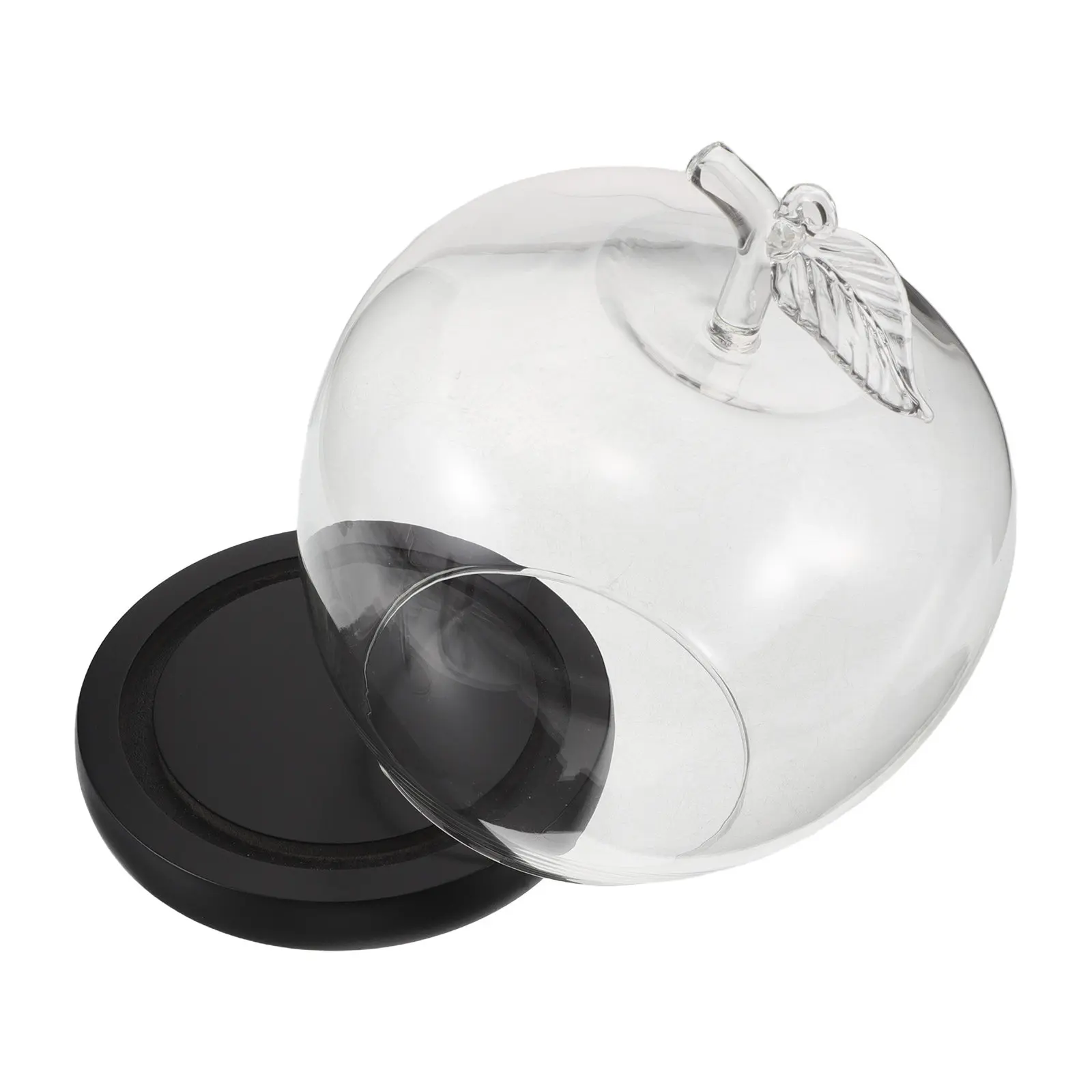 Apple Shape Glass Dome Cloche Transparent Display Case Dustproof Showcase Eternal Flower Glass Cover for Preserved Flower Home