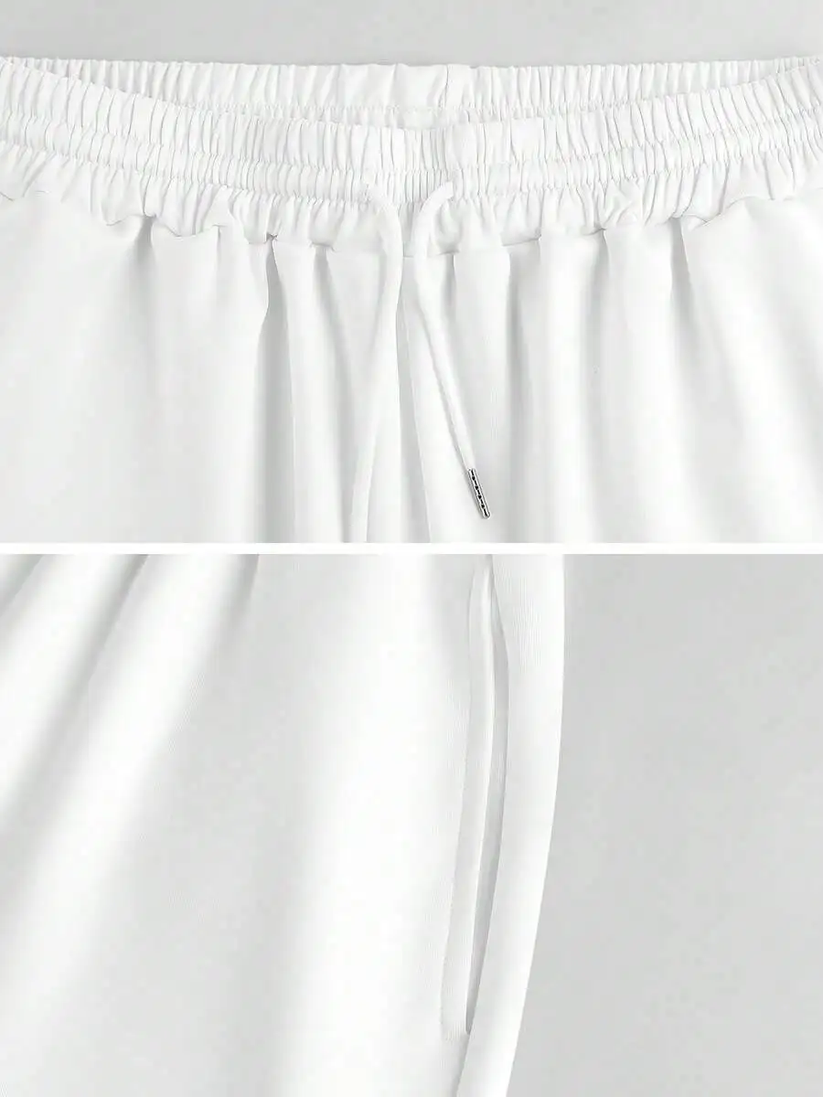 

Men White Casual Drawstring Waist Shorts