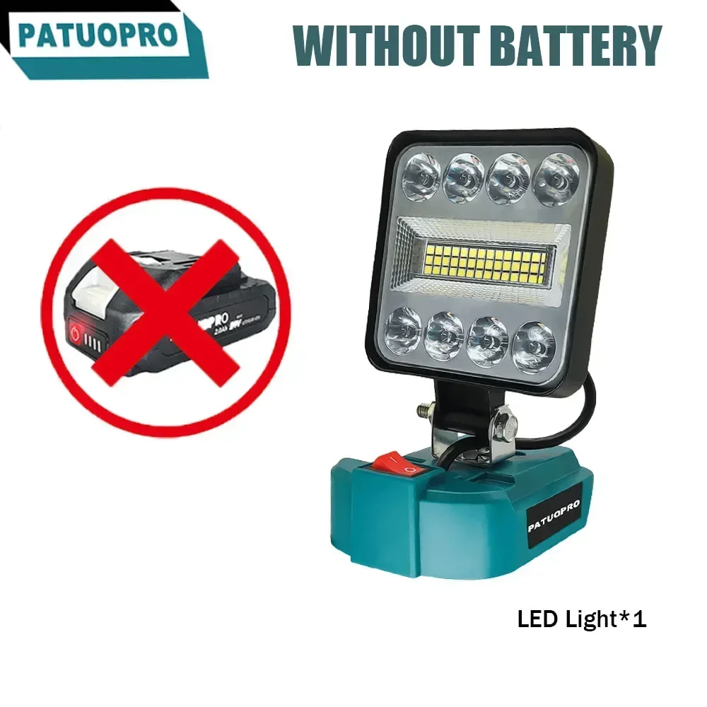 PATUOPRO 180° Cordless Handheld LED Work Lights 53 LED Portable Rechargeable Camping Lamp For Makita 18V Battery (No Battery)