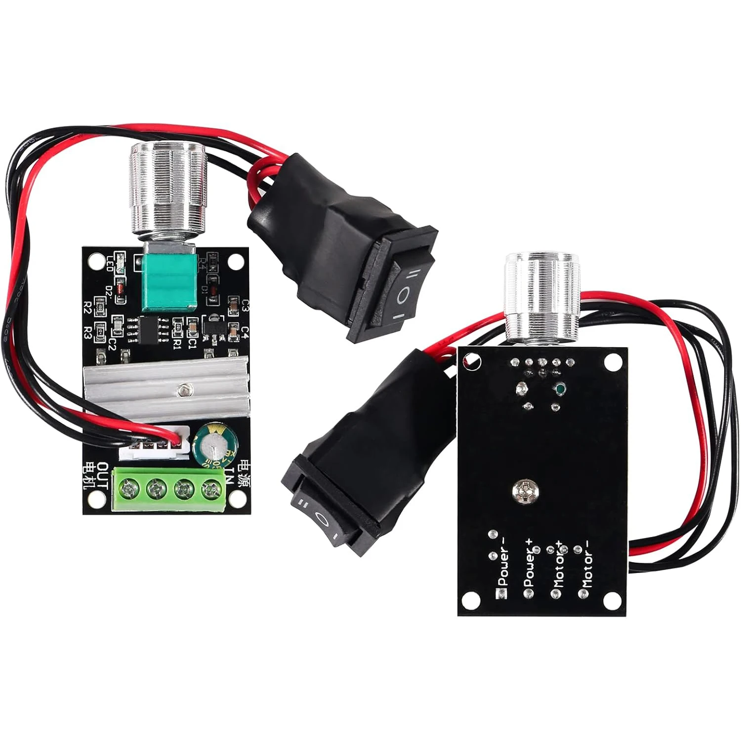 2PCS Motor Speed Controller 6V 12V 24V 28V 3A 80W DC Motor Speed Controllers Adjustable PWM Speed Controller Reversible Switch