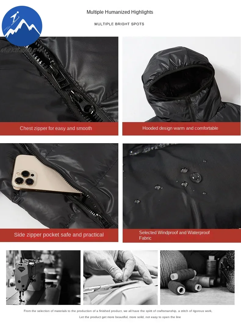 2025 New Winter Jacket Men\'s high quality Ski Long Glossy Waterproof Warm Parka Male Fashion Thickened Down Cotton Padded Coat