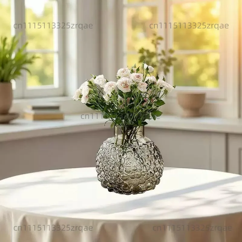 Polka dot relief glass vase hydroponic decoration translucent water nourishment home simple living room decoration ornament