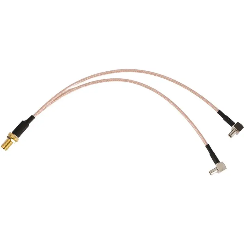 A98T 8 Inch SMA Female To Y Type 2 X TS9 Angle Male Connector Splitter Combiner Cable,Gold&Silver