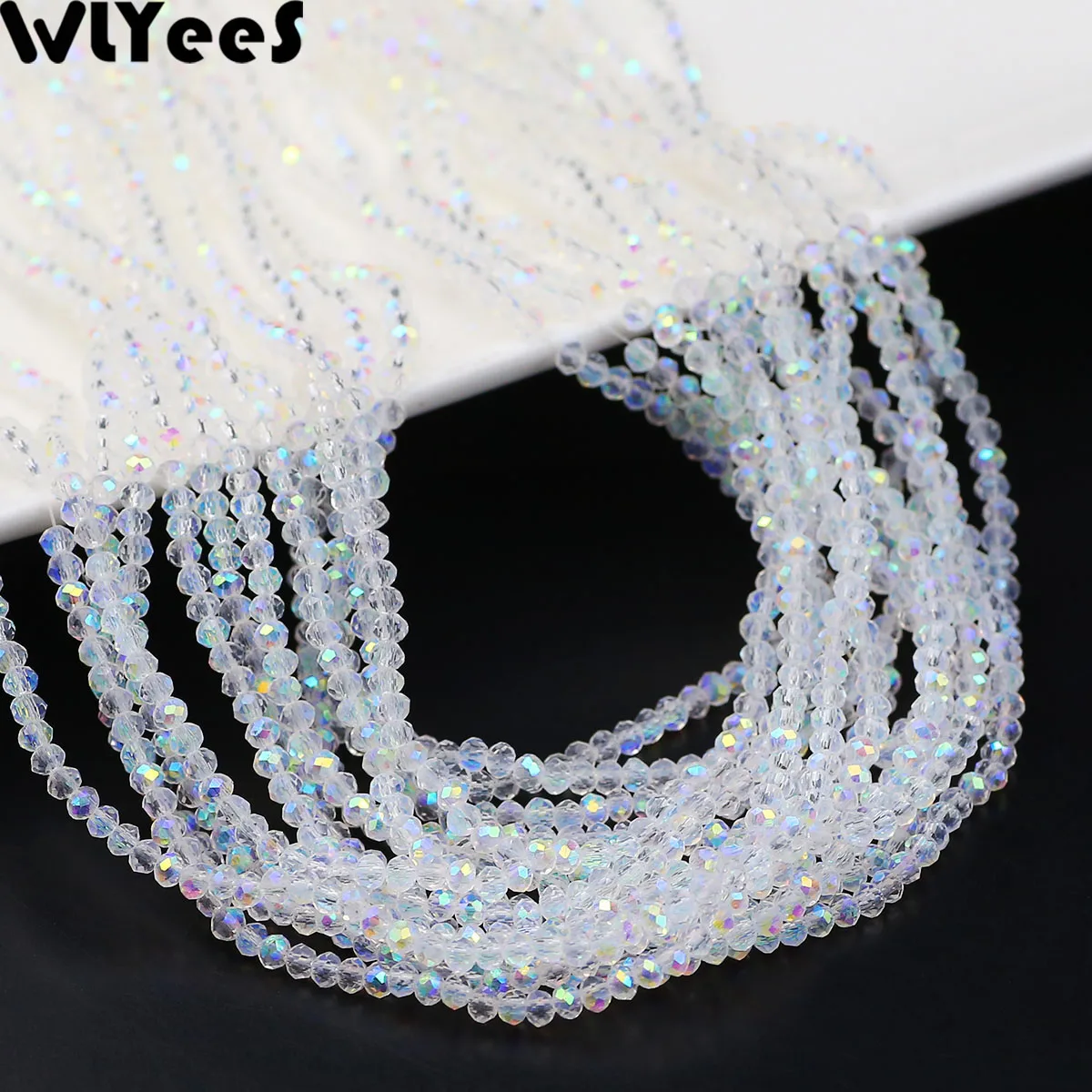 WLYeeS transparent White Glass Beads 2mm 150Pcs Flat Round Loose Spacer Bead for ladies boutique bracelet making DIY accessorie