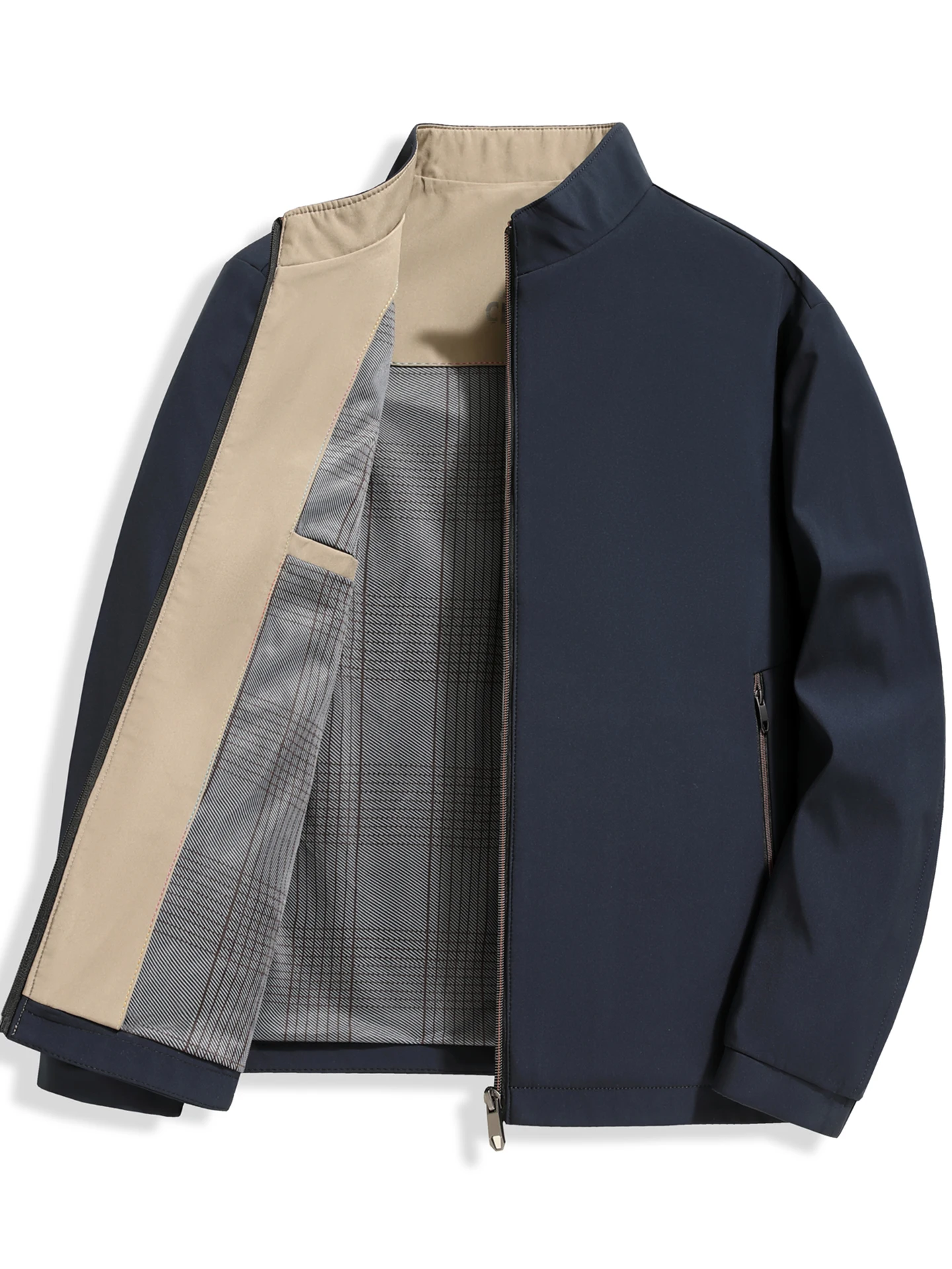 

Men's Thiened Fce Lined Stand Collar Jaet Casual Busin Sle Spring Autumn New Faion for Middle Aged And ly