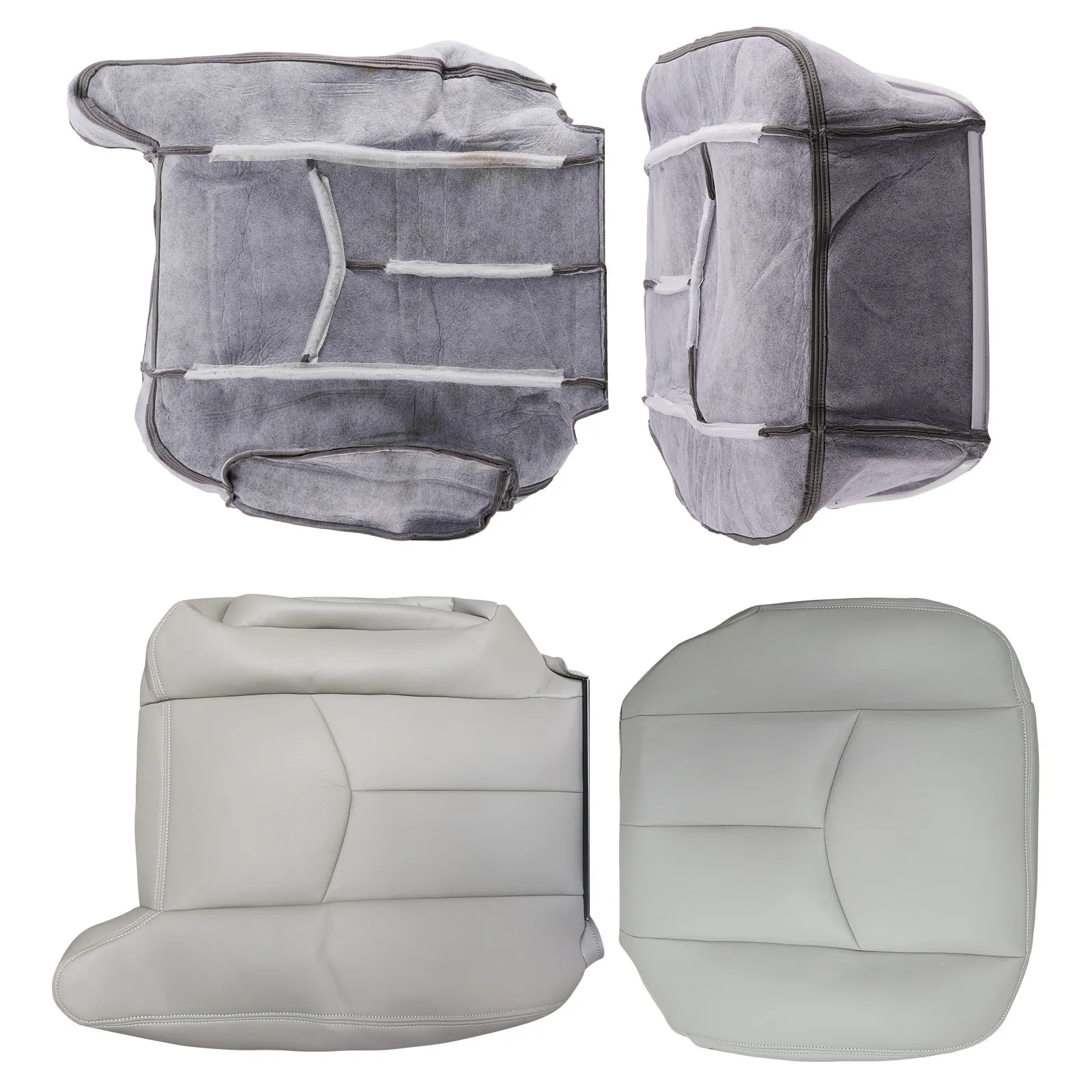 Front Leather Seat Cover Gray For Chevy Silverado GMC Sierra 2003-2004 2005 2006