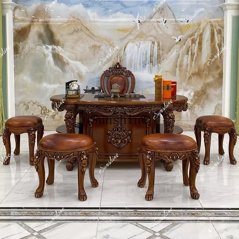 

FT American solid wood tea table and chair combination European multi-layer simple furniture