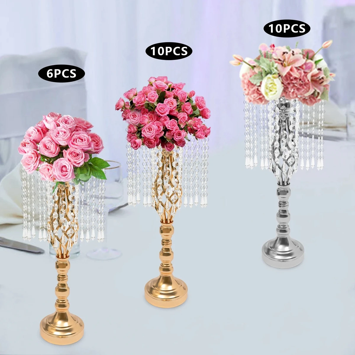 10pcs)45cm to 100cm)Metal Candelabra Candle Holders Wedding Table Centerpiece Road Lead Pillar Flower Rack Event Party Decoratio