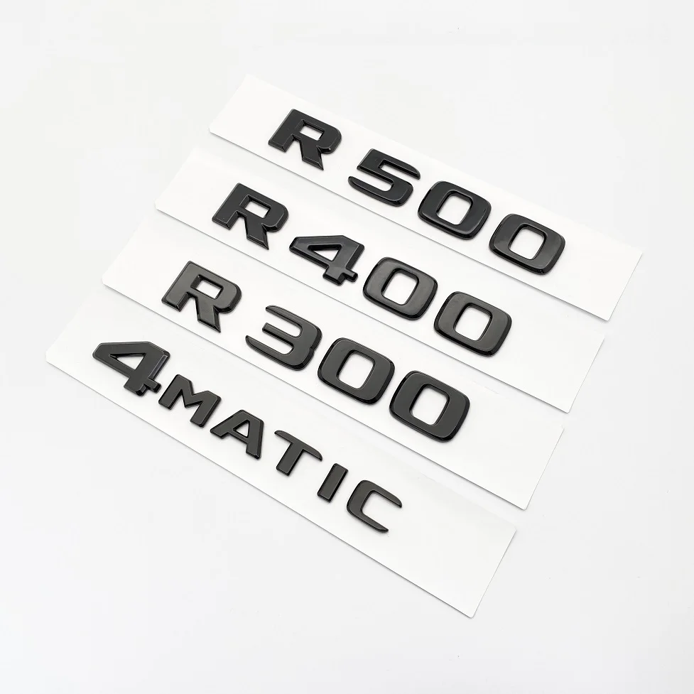 3D Black Silver Letters R300 R320 R350 R400 R500 4MATIC Emblem for W251 Car Side Trunk Rear  Logo Sticker Accessories