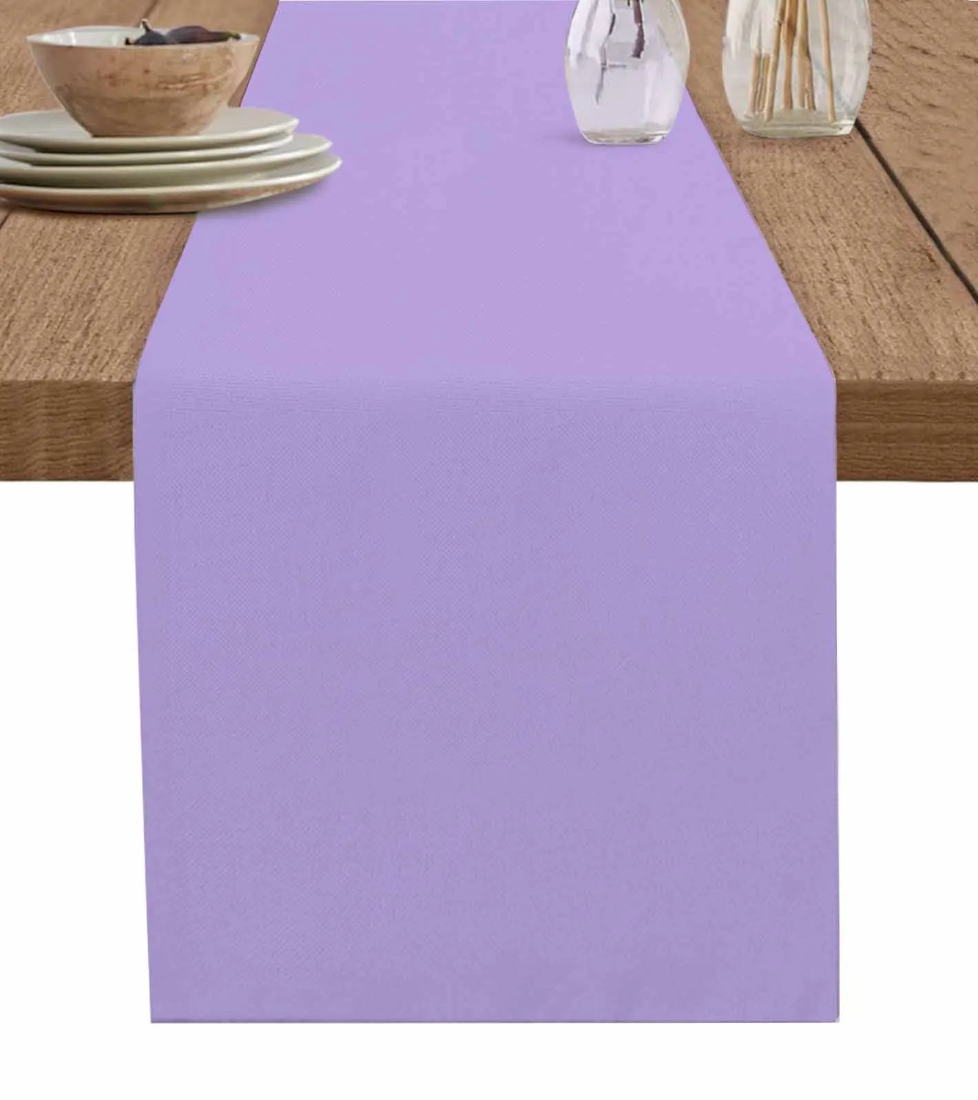 Pure Lavender Purple Table Runner Home Wedding Table Mat Centerpieces Decoration Dining Long Tablecloth