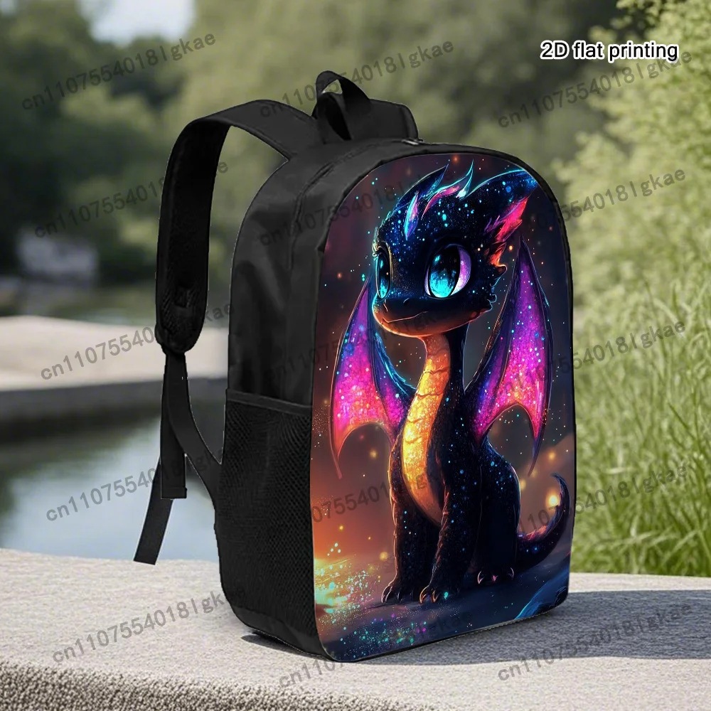 1pc Luminous Dragon Backpack - Large Capacity Lightweight School Bag with Adjustable Straps, Vibrant 2D Flat Print, Zipper Closu