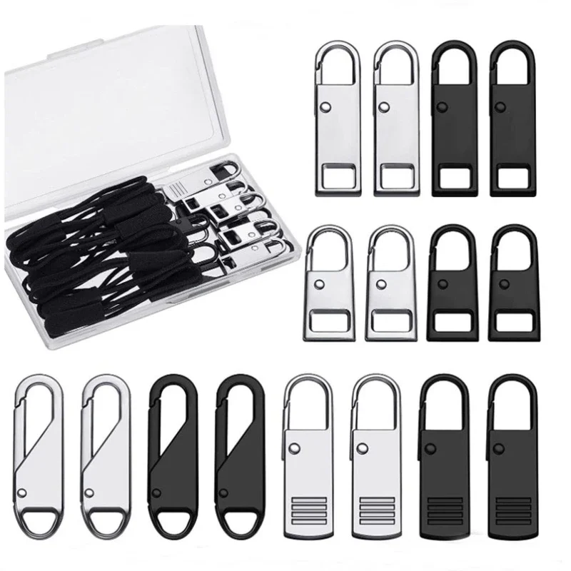 

33Pcs Zipper Pull Replacement Repair Slider Pull Tab Universal Fixer Metal Zippers for Head DIY Sewing Craft Tool