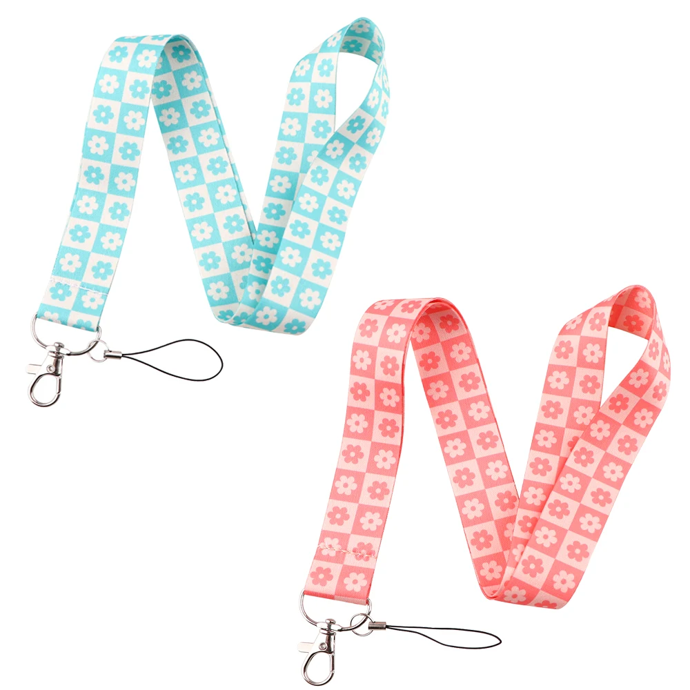 

LX1222 Cute Simple Flowers Style Neck Strap Keychain Badge Holder ID Card Pass Hang Rope Women Lanyard for Key Rings Accessories