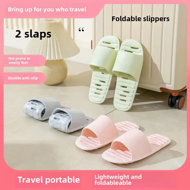 Foldable Waterproof Hotel Travel Slippers Women's Indoor Bathroom Anti-slip Quick Dry Eva Slip-on Slippers For Home Travel