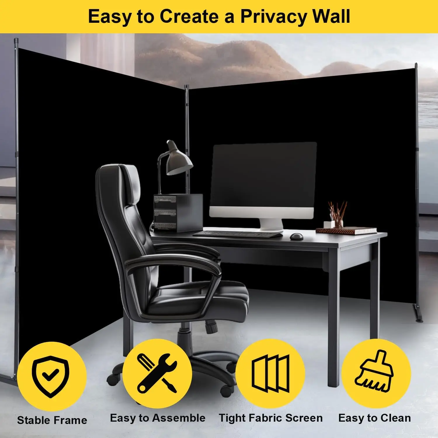 6FT Single Panel Privacy Screen, 71'' Wide Fabric Room Divider for Indoor Separation, Portable Freestanding Wall