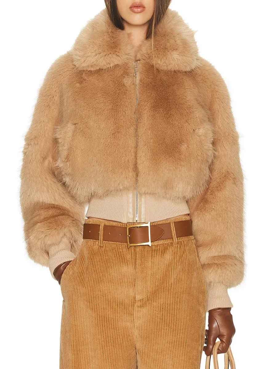 

2026 Женская зимняя шуба, искусственный мех, свободный крой, повседневная, на молнии, женская куртка, верхняя одежда, универсальный верхний бюстгальтер Y2K New Fashion