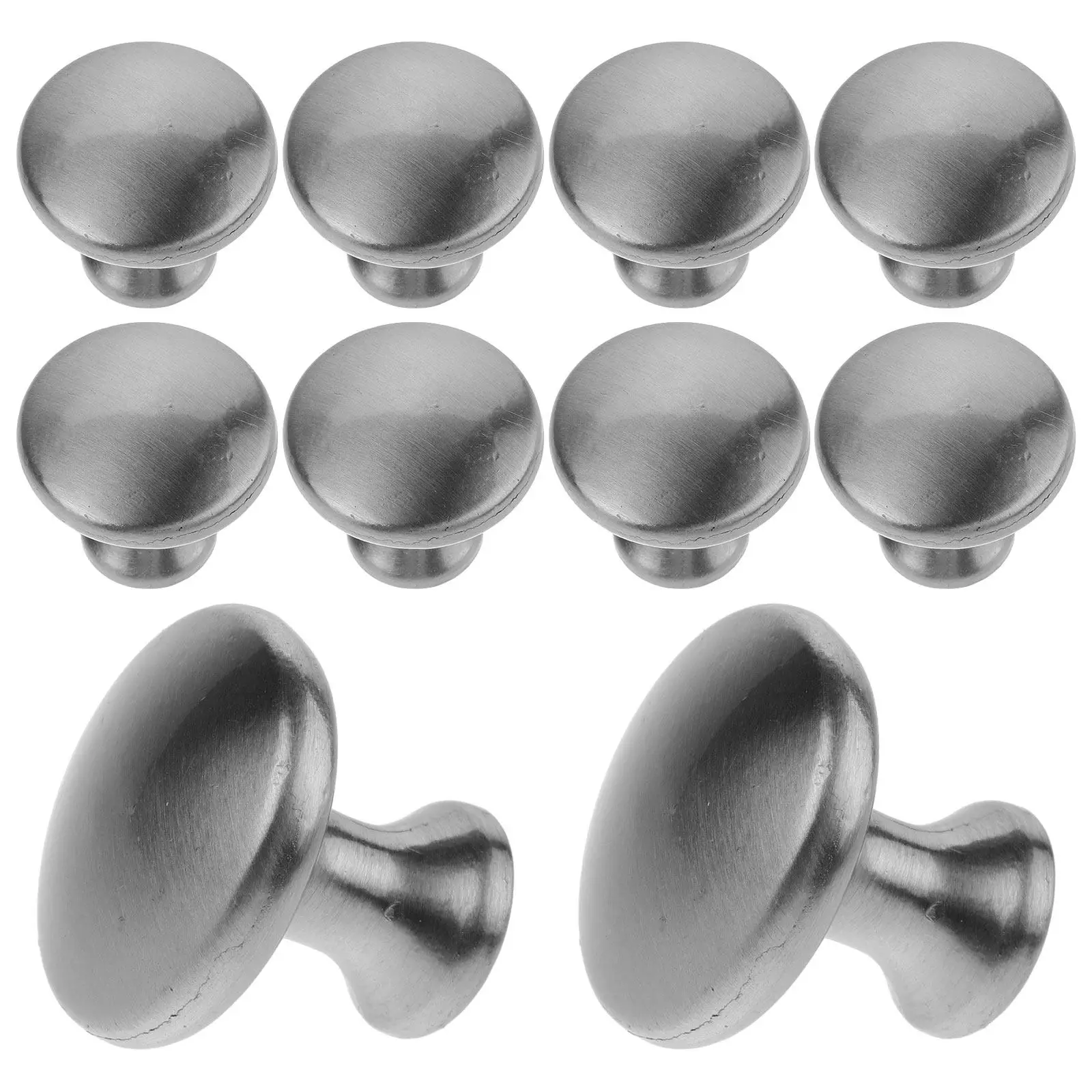 10Pcs Solid Iron Cabinet Knobs Modern Brushed Surface Single Hole Dresser Pulls for Drawers Cabinets and Wardrobe Fix