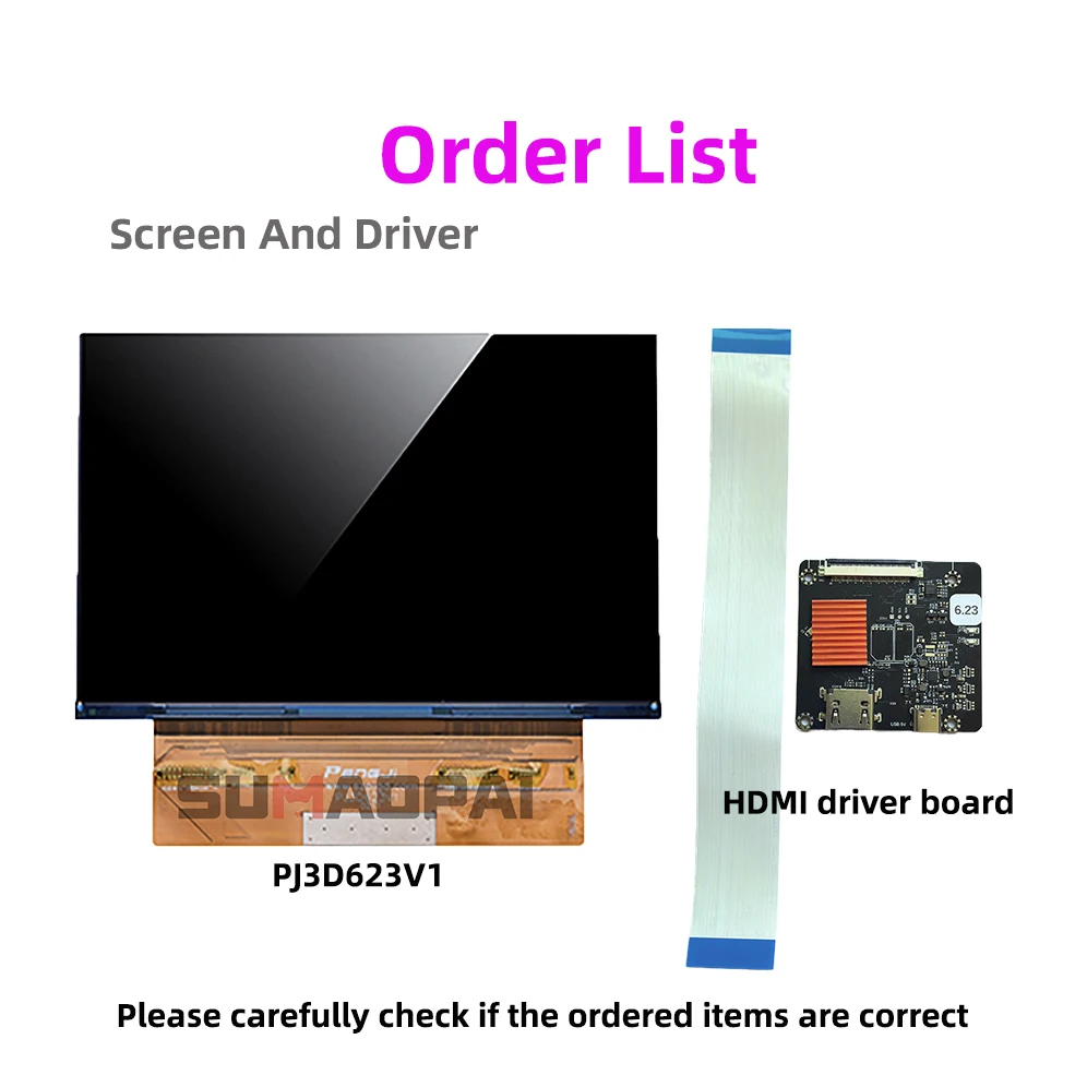 Imagem -03 - Acessórios da Impressora 3d Luz Cura Resina Tela Original 6.23 Polegada 4k Lcd Mono Tela Lcd Pj3d623vl para Sistema Nanodlp Faça Você Mesmo S623