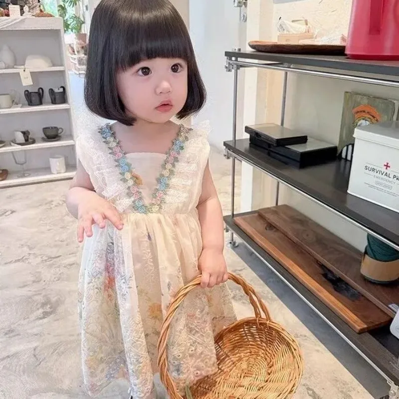 

Girls' Summer Dress New Children's Baby Summer Dress Princess Dress Forest Series French Floral Tank Top Skirt