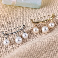 1PC Enamel Pin Fashion Pearl Fixed Strap Charm Safety Pin Brooch Sweater Cardigan Clip Chain Brooches Jewelry Anti Wearing Pins