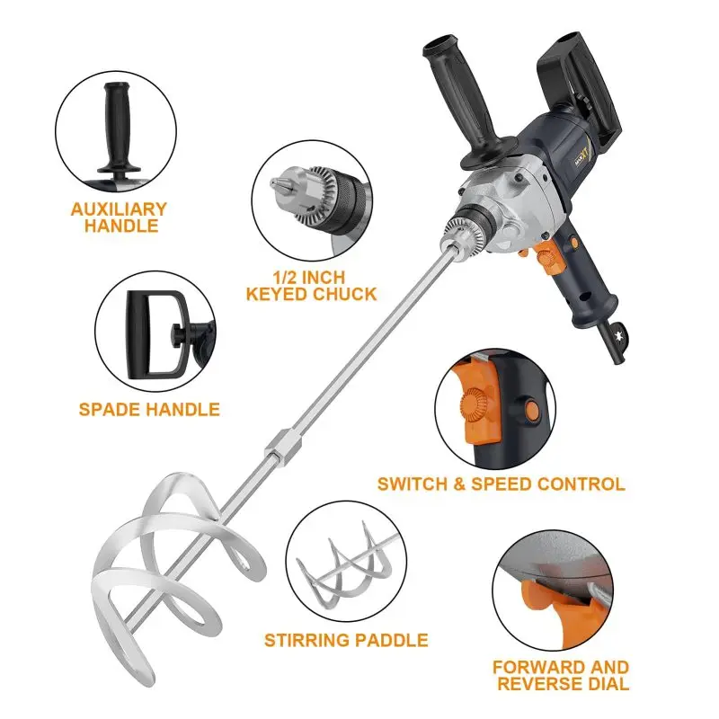 Accessori Mandrino Trapano per calcestruzzo Miscelatore chiave efficiente Fango di miscelazione Set di miscelatori per trapano preciso con manico a forcella Cavo elettrico da 1/2 pollice