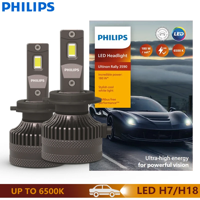 

Philips Ultinon Rally H7/H18 Car LED Headlight 180W 15000LM High Power 6500K Cool White High Lumen Watt Lights LUM11972U3590X2