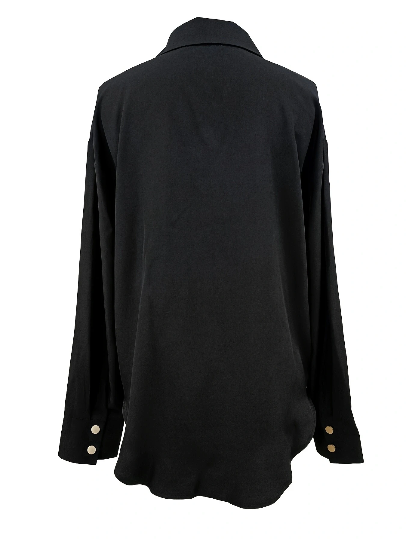 Women Spring Summer Button Down Shirt Solid Color Elegant Loose Casual Lapel Long Sleeve All-Match Blouse Tops