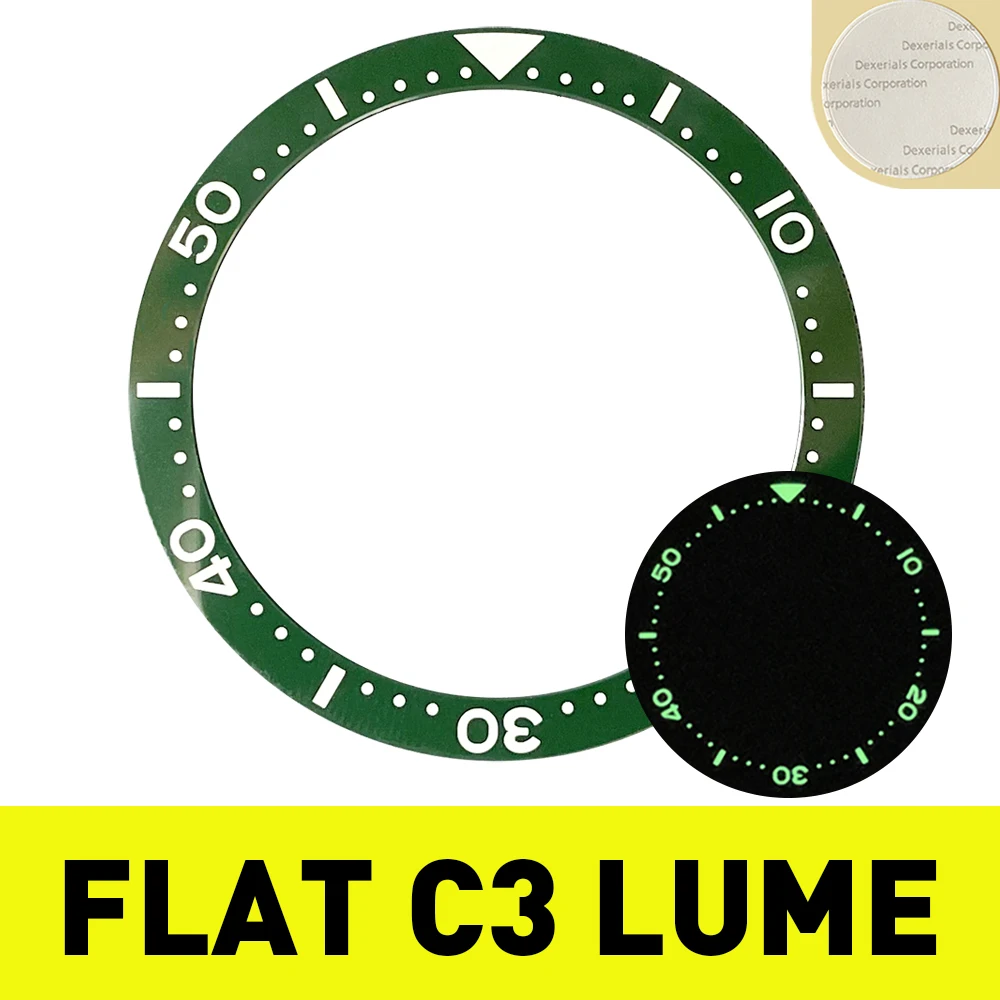 

SKX007 SRPD Mod Parts Плоская керамическая вставка безеля 38 мм — зеленый цвет с C3 Lume 60 минут