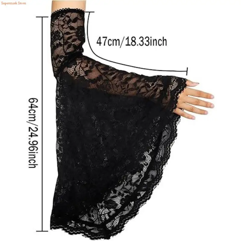 Q5we الأكمام الأنيقة طويلة الذراع الساحرة يدوية الدانتيل النمط الدانتيل النمط Armwear للنساء