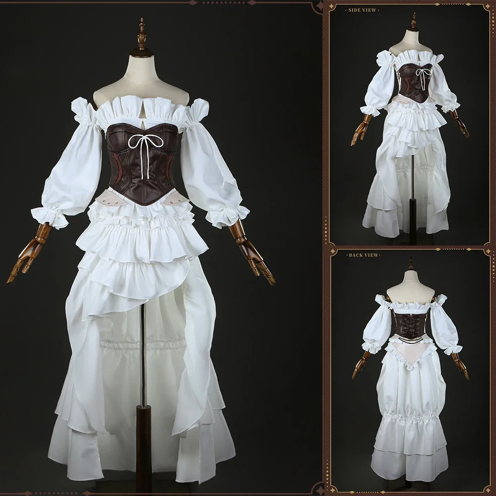 COSSUN Game Final Fantasy 14 FF14 Ishgard أزياء تنكرية للهالوين ملابس نسائية فستان أبيض جميل مجموعة كاملة #6