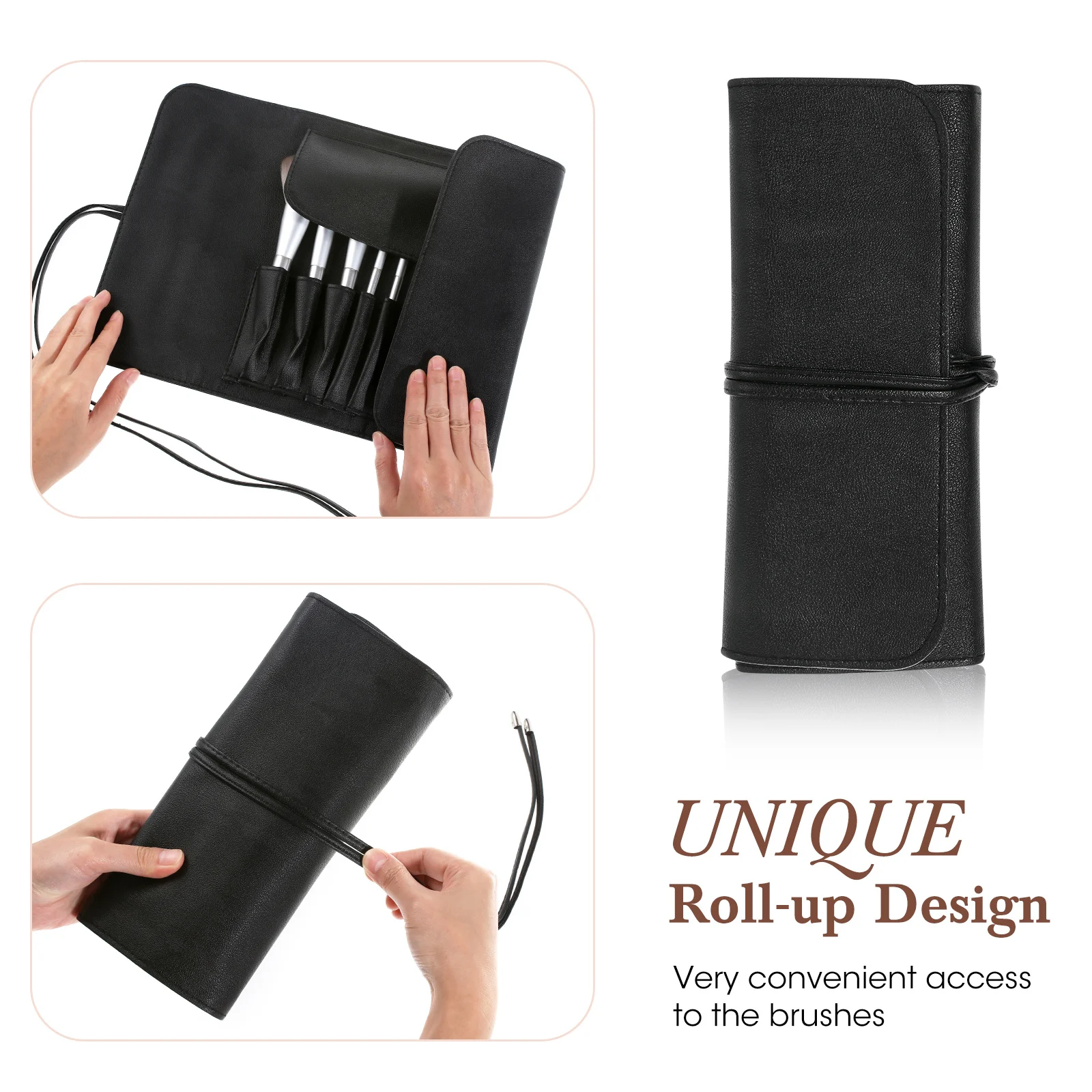 15Pcs Brush Bag PU Portable Lightweight Makeup Storage Case Travel Makeup Organizer Pouch Bag