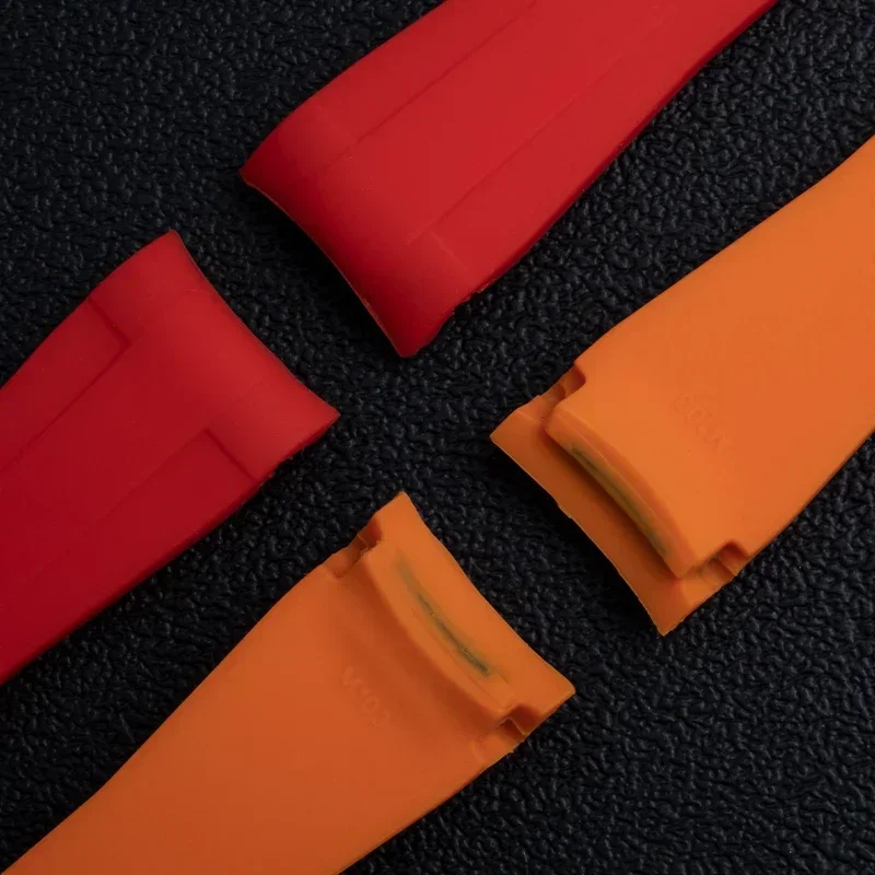 Мягкий красочный ремешок для часов 20 мм для Rolex, Daytona Submariner GMT, изогнутый конец с нержавеющей складной пряжкой, водонепроницаемый ремешок