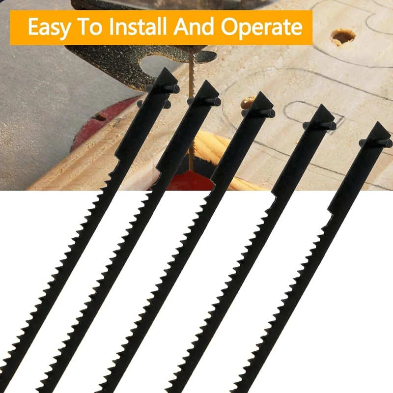 A82I-Pack Of 50 Scroll Saw Blades With Pin, Scroll Saw Blades 10/15/18/21/24, 127 Mm Scroll Saw Blades With Spiral Teeth