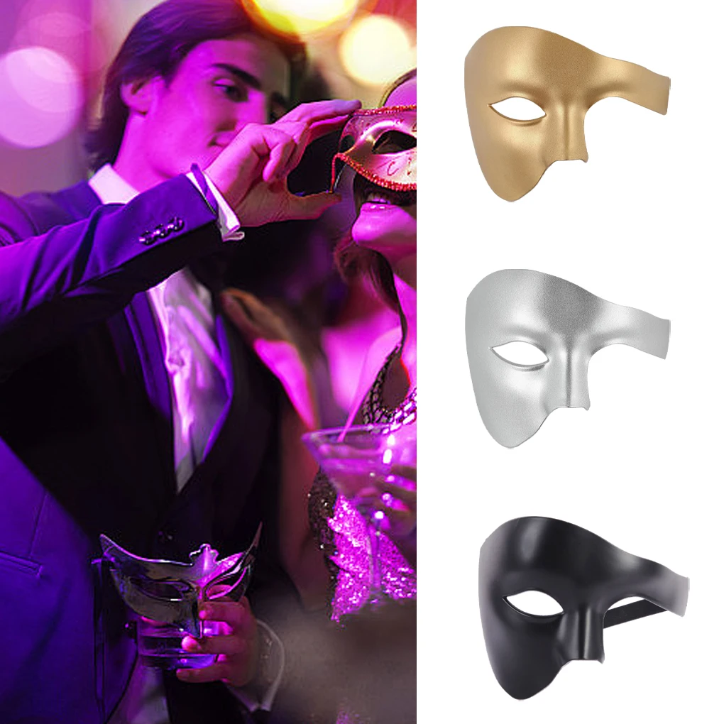 Máscara de Cosplay de mascarada fantasma Steampunk, media cara de plástico ABS para hombres/mujeres, accesorios de disfraz de Carnaval Punk para Halloween