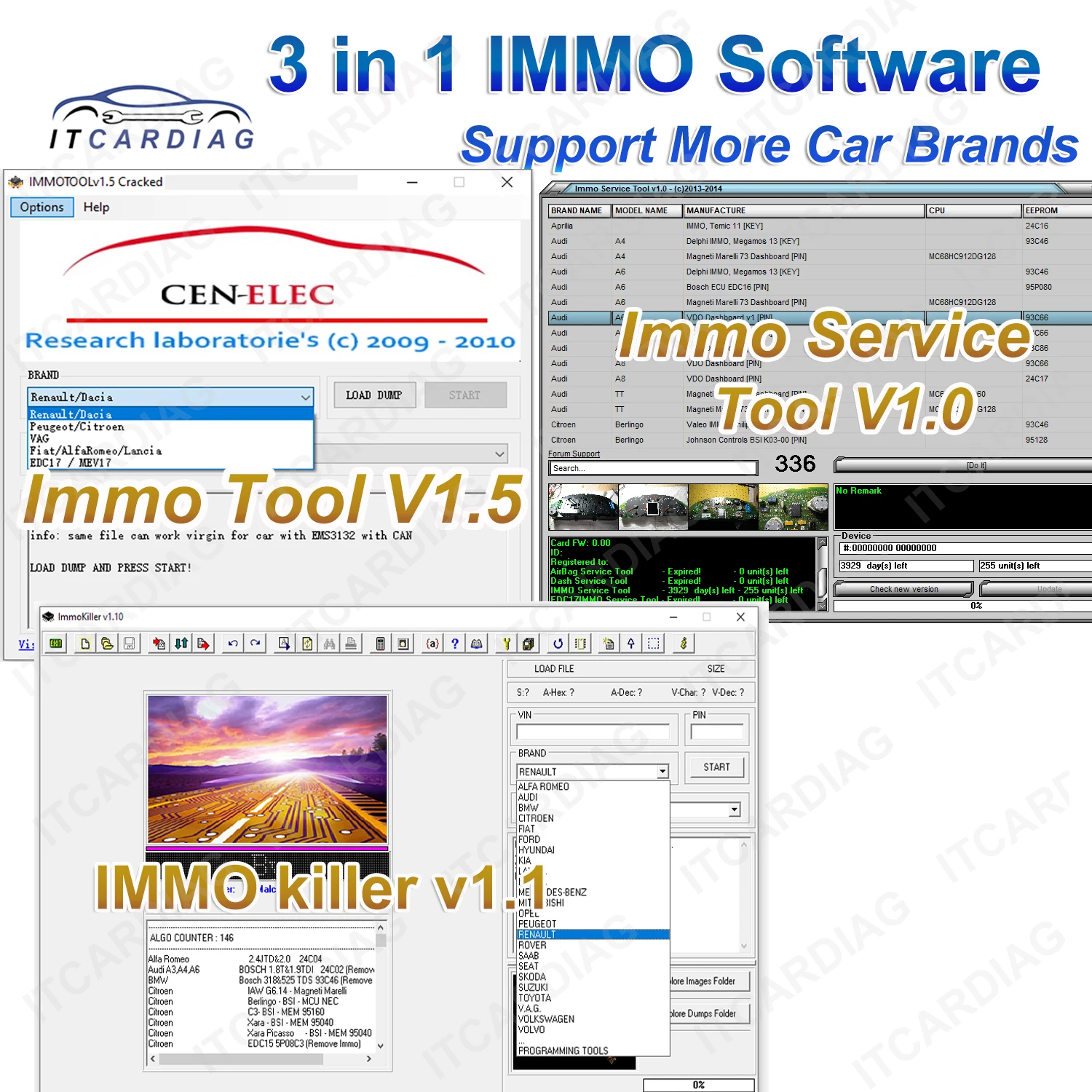 

3 in 1 Software IMMO TOOL v1.5 Car Repair Software immo off edc15 edc16 edc17 bsi + ImmoKiller IMMO Killer V1.10 + IMMO SERVICE
