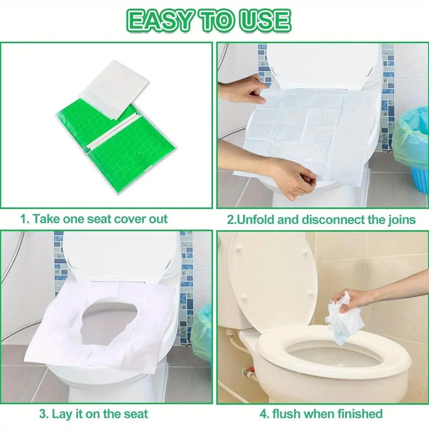 20-50Pcs Toilet Seat Covers Disposable Flushable Toilet Seat Covers Travel for Adults Kids Potty Training Travel Essential view 6