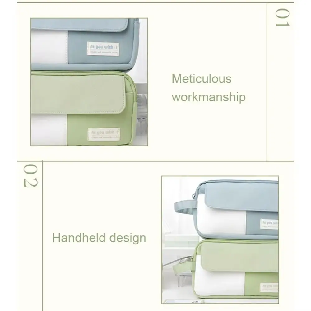 Ins เกาหลี 3 ชั้นปากกาแบบพกพากระเป๋าซิป Anti Fouling ดินสอ Oxford ผ้าขนาดใหญ่ความจุปากกากระเป๋าอุปกรณ์การศึกษา