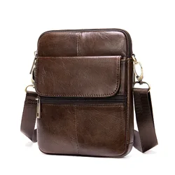 2024 New Fashion Genuine Leather Shoulder Bag for man Small Messenger Bags Mini Travel Crossbody bag Men Flap bags Male 가방 bolsa