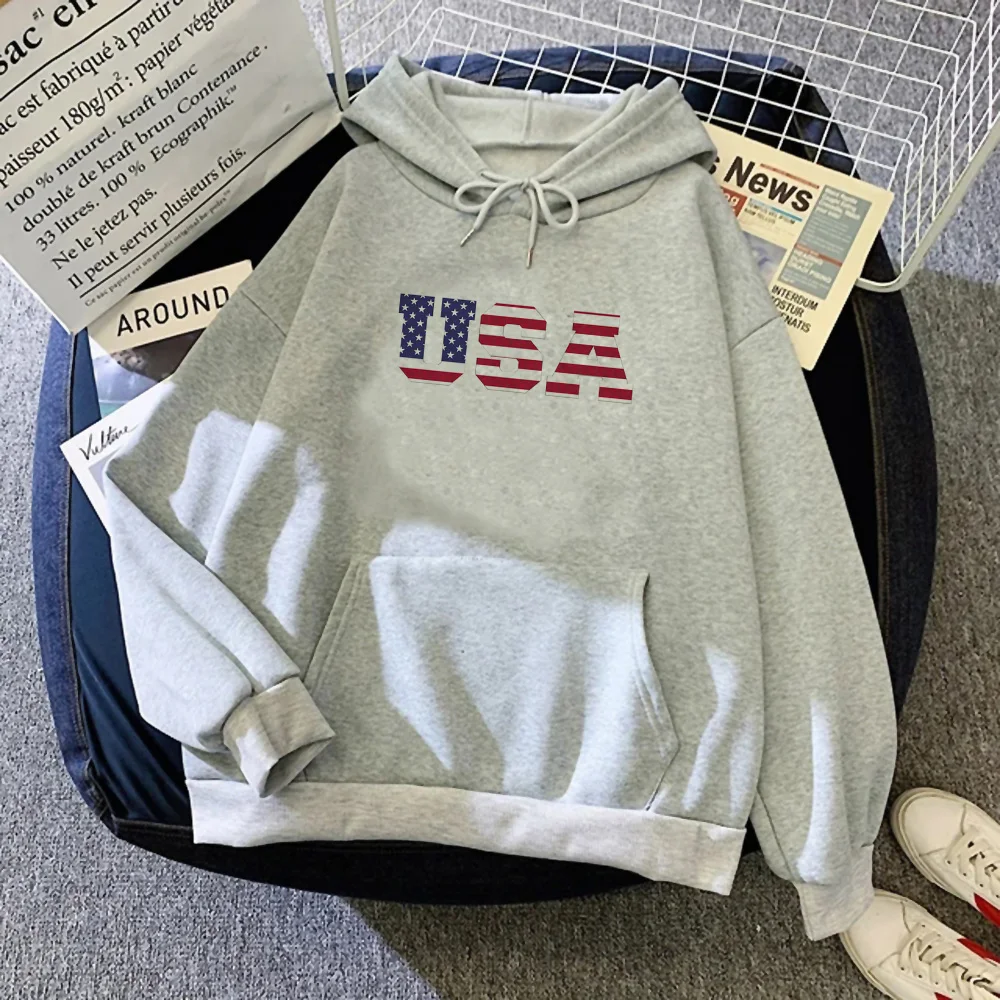 

Usa hoodies women anime Fleece aesthetic sweat y2k sweatshirts pulls women streetwear sweater