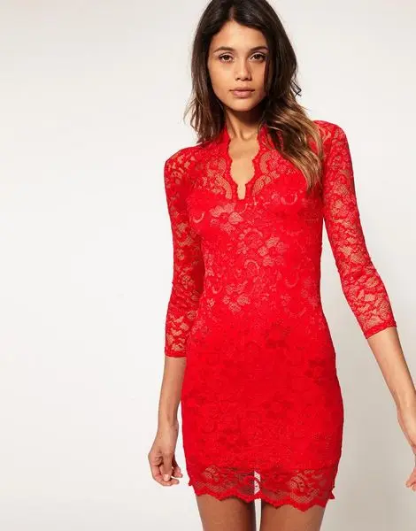 Damen-Spitzenkleid, lässig, tiefe V-Kleider, 2025, Kleid in Liquidation – Detail 6