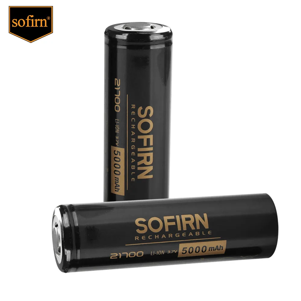 Sofirn 21700 5000mAh Flat Head or Top Head 3.7V 48A 10C Discharge HD Cell Lithium Reall Capcaity