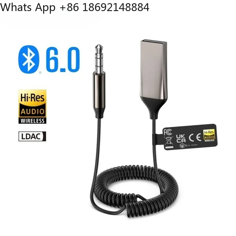 

Bluetooth 6.0 5.4 Handsfree Adapter Bluetooth 3.5mm AUX Music Navigation Streaming Microphone for Calls Car