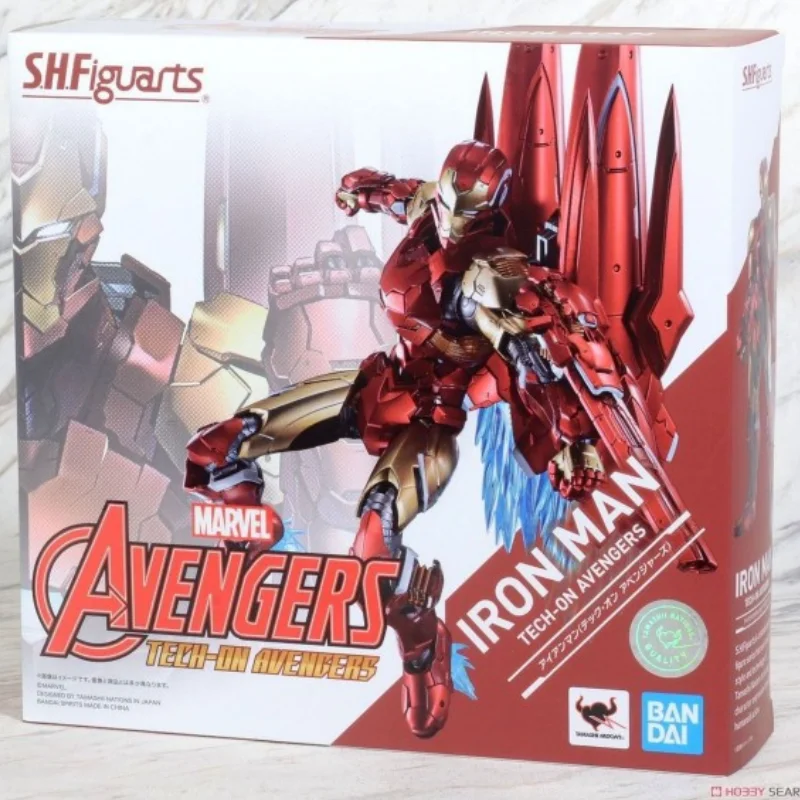 Bandai S.h.figuarts Captain America Iron Man (tech-on Avengers) Marvel Action Figure 15.5cm Collectibles Model Toys New In Stock