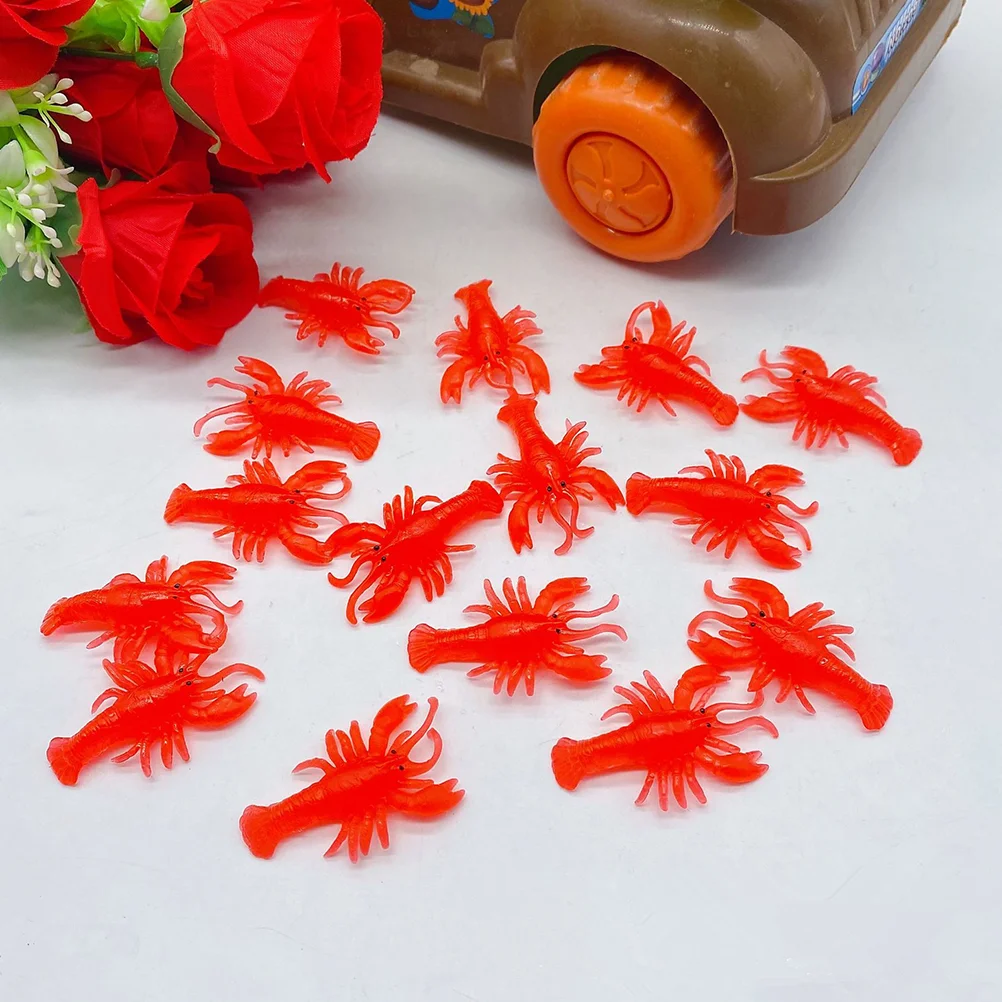 25 Pcs Kids Educational Toys Simulated Crayfish Mini Lobster Flexible Glue Soft Rubber Fake