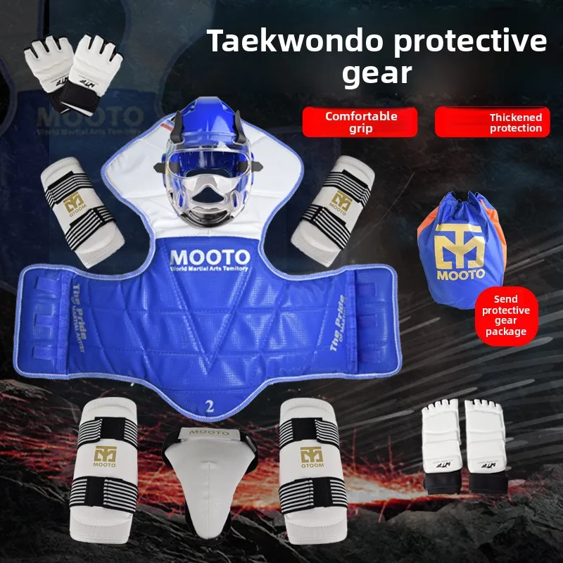 8pcs Full Set Taekwondo Protective Gear Actual Combat Equipe Thick Competition Martial Arts Combat Protector Set Gear Training