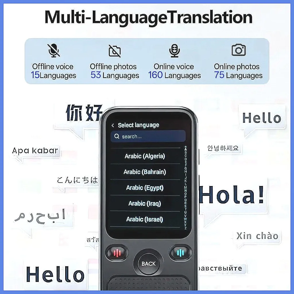 

MSAI T20 160 Languages Translator Device with Camera, Real-Time Voice & Photo Translation, Online/Offline Travel Assistant